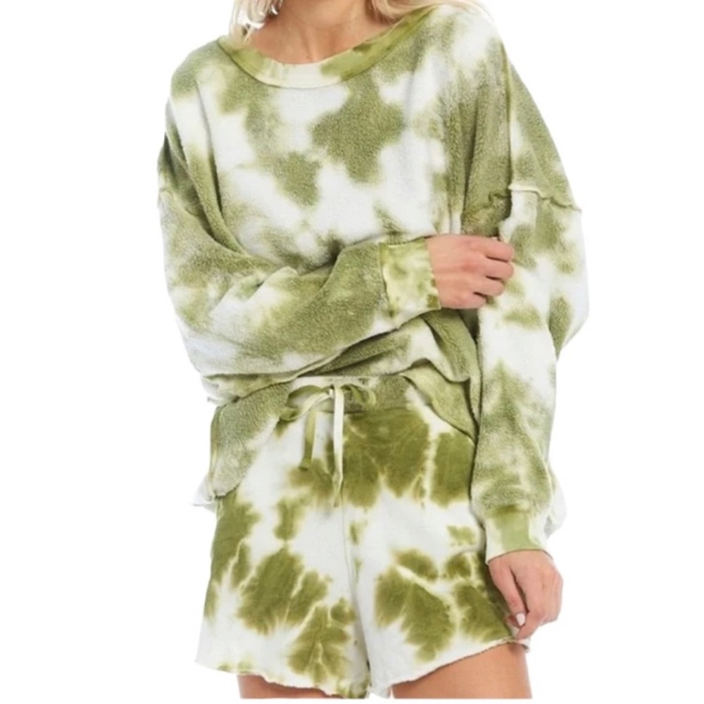 Free People Kelly Washed Green and White Tie Dye Set Size XS